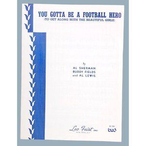 Vintage You Gotta Be A Football Hero Sheet Music Al Sherman Lewis 1961 Bernie
